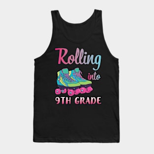 Rollerblading Students Rolling Into 9th Grade Happy First Day Of School Tank Top